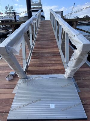 Marine Aluminum Gangway with 1.1m Height Handrails and WPC Decking for Floating Dock Pontoon Access